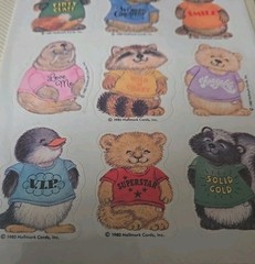 Vtg 1980 HALLMARK STICKERS SHIRT TALES ANIMALS 1 SHEET. Rare pristine