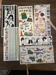 Vintage Boy Sports Baby Boy Scrapbooking Stickers 12×12 Paper Lot of 48