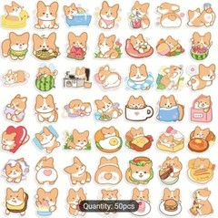 50 Cute Corgi Shiba Cartoon Dog Puppy Kawaii Stickers