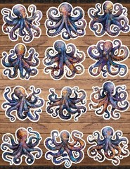 Galaxy Squid Die Cut Vinyl Stickers Set Scrapbooking Laptop Waterbottle