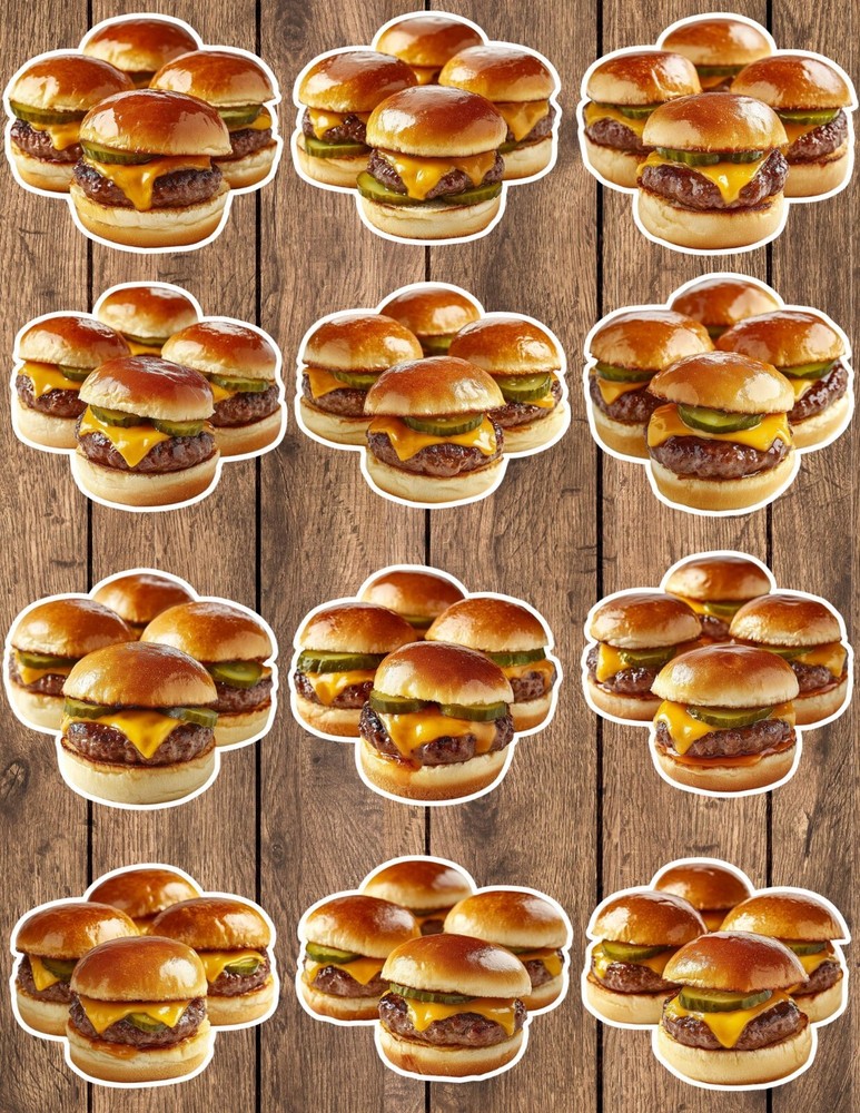Burger Sliders Die Cut Vinyl Stickers Set Scrapbooking Laptop Waterbottle