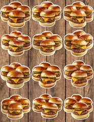 Burger Sliders Die Cut Vinyl Stickers Set Scrapbooking Laptop Waterbottle
