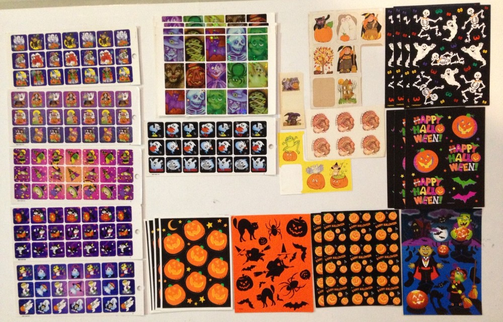 Vtg Halloween Sticker Sheet Lot Hallmark Amscan AGC