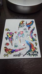 VTG Vending Machine Stickers Holographic Prismatic Birds Rainbow Flower 80s Lot