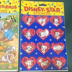 3 VINTAGE DISNEY STAR STICKERS- SNOW WHITE – MICKEY & FRIENDS -DALMATIANS GIBSON