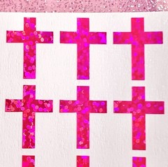 Holographic Sparkle Cross Sticker Sheet! – Any Size & Color