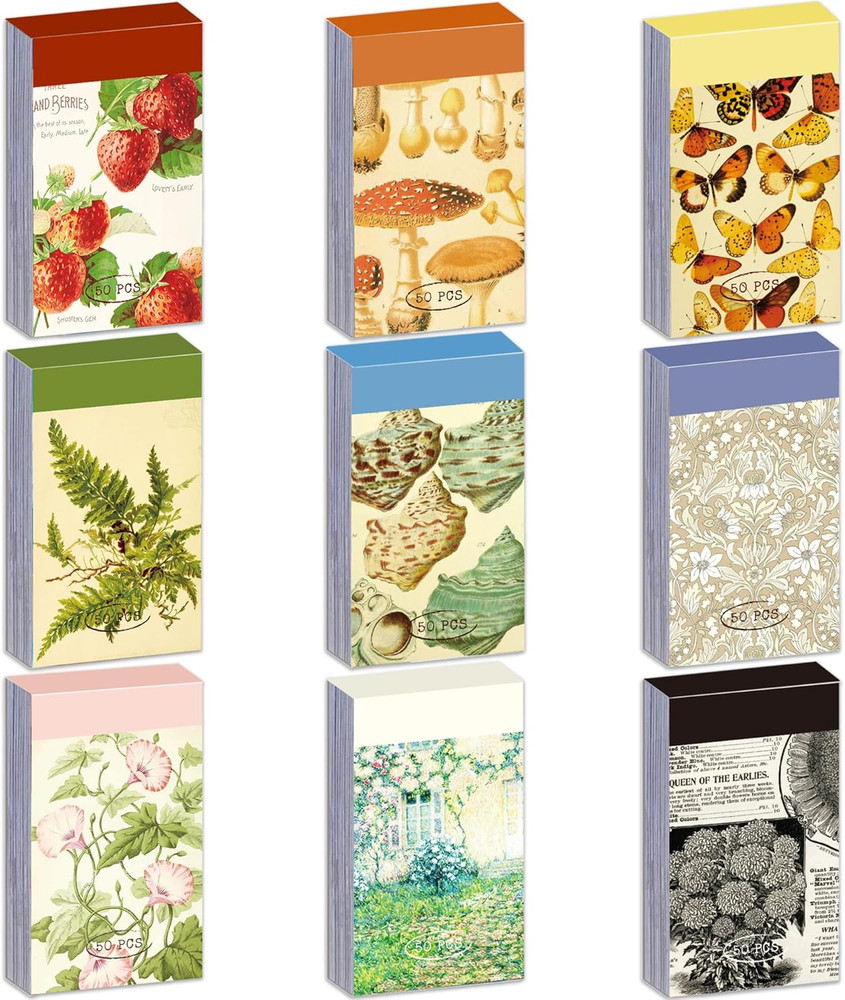 9 Sets 450 Sheets Washi Stickers for Journaling, Plants Fruit Flowers Butterfly