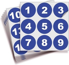 Blue Vinyl Number Stickers 1-50 – 2-Inch Waterproof Decals for Organizing