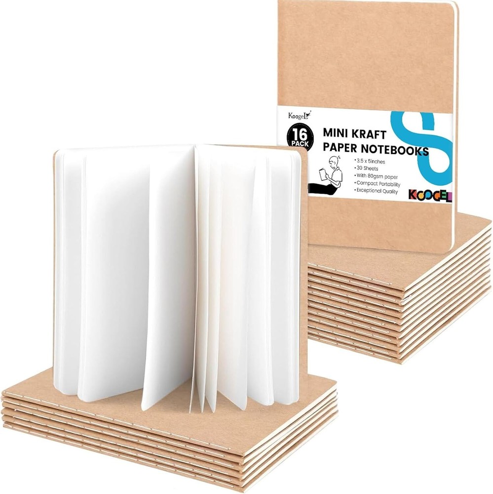 Koogel 16PCS Mini Notebooks Bulk, Blank Pocket Notebooks 3.5 x 5in