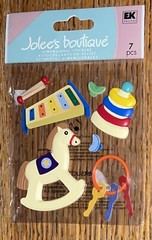 RARE Jolees Baby Toys Rocking Horse Xylophone Key On Ring 3D Scrapbook Stickers