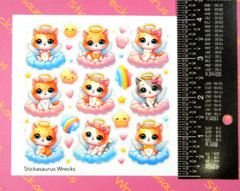 Angel Cats On Colorful Clouds Sticker Sheet