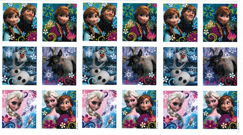 3 Sheets Disney FROZEN Scrapbook Stickers Elsa Olaf Anna Kristoff Sven