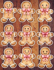 Gingerbread Pink Bow Die Cut Vinyl Stickers Set Scrapbooking Laptop Waterbottle