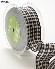 MAY ARTS RIBBONS~WOVEN CHECK~BLACK, WHITE & GREY~WIRE EDGES~1.5 INCH X 1 YARD!