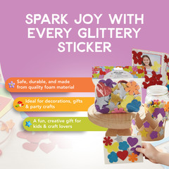Incraftables Glitter Foam Stickers 100pc, Self Adhesive Kids Craft Shapes