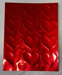 Vintage 1994 Gibson Solid Red Metallic Heart Stickers ~ 1 Sheet/20 Hearts