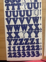 Vtg Blue Alphabet Stickers 8 Sheets Used Capital Lower Case Numbers Exclamation