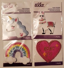 New Lot of 13 Fuzzy Stickers Unicorns Llamas Rainbows Hearts Attitude! 💕