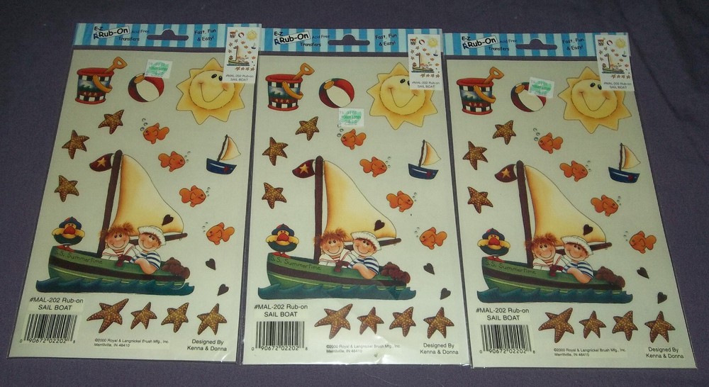 E-Z RUB -ON TRANSFERS SAILBOAT – ACID FREE #MAL-202 – NEW