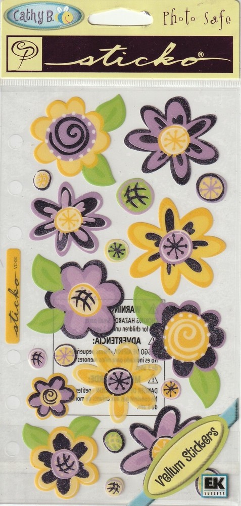 Sticko Cathy B stickers Foil VELLUM MINI FABULOUS FLOWERS 61357 FAST FREE ship!