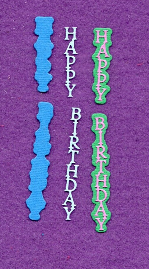 HAPPY BIRTHDAY # 33 vertical with background die cuts scrapbook cards