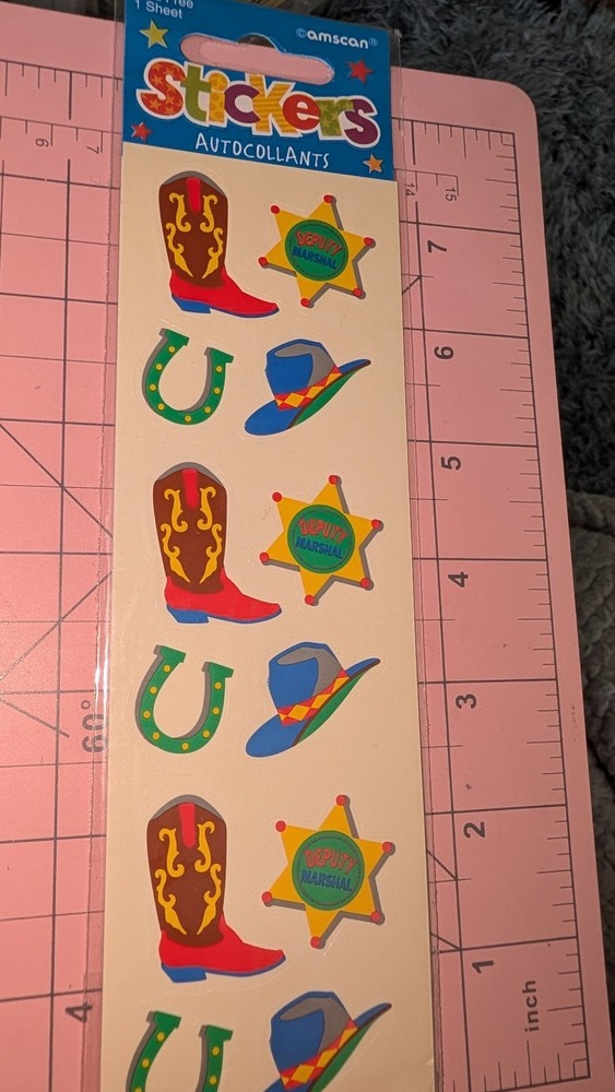 Vintage Stickers Cowboy Boots Deputy Sheriff Hat Horseshoe 1 Sheet New Pack