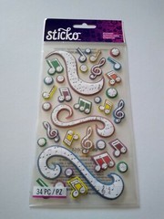 Scrapbooking Stickers Sticko Puffy Colorful Music Notes Blue Red Green Yellow