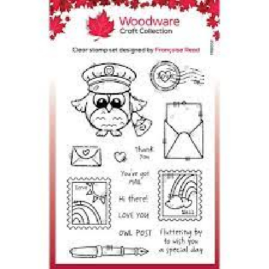 Woodware Craft COLLECTION CLEAR ACRYLIC STAMPS – OWL CHRISTMAS MAIL