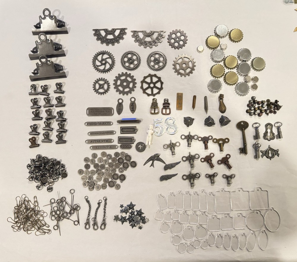 Tim Holtz Idea-ology Huge Mixed Lot 260+Pieces Gears Keys Embellishments
