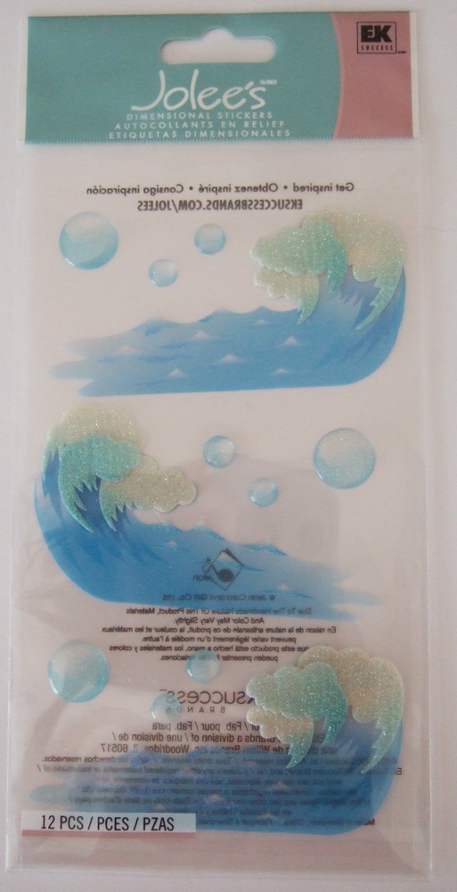 ~WAVES VELLUM~ Jolee’s Boutique Dimensional Stickers; Ocean Sea Beach Vacation