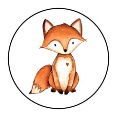 30 1.5″ WOODLAND ANIMAL FOX BIRTHDAY BABY SHOWER FAVOR LABELS ROUND STICKERS