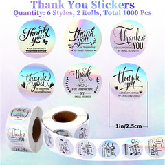 1120Pcs Thank You Stickers and Cards Set for Supporting My Small Holographic