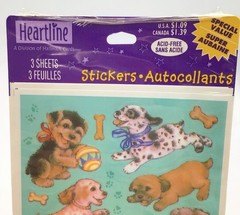 Heartline Hallmark Vintage Puppy Dog Stickers Pack 3 Sheets Sealed New Old Stock