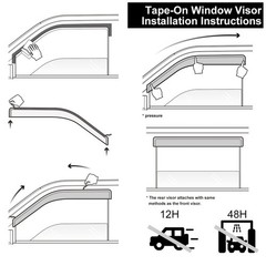Tape-On Rain Guard 4-Piece for 05-20 Nissan Frontier Crew Cab Windows Visor S…