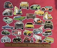 LOT OF 10 pcs CARS trucks TRANSPORTATION auto VEHICLES automobiles JEEP decals