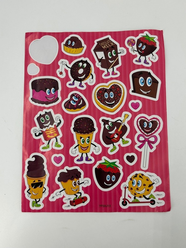 Scratch & Sniff Valentines Day Chocolate Dessert Stickers Sheet