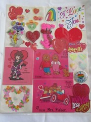 HEARTS & LOVE STICKERS – SHEETS & SINGLES – VARIOUS BRANDS – VINTAGE