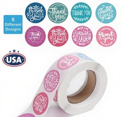500Pcs 1″ Assorted Floral Thank You Stickers Round Adhesive Sealing Labels USA