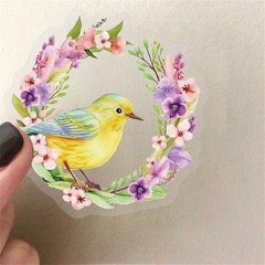 50PCS Flower and Bird Stickers PET Transparent Nature