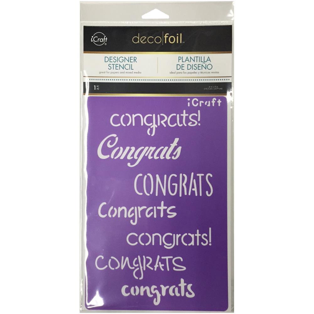 Therm O Web iCraft Deco Foil Stencil ~ CONGRATS ~ 6″ X 9″ NEW