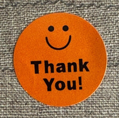 48 Happy Smily THANK YOU Round Stickers 8 Colors Gift Stickers 1”