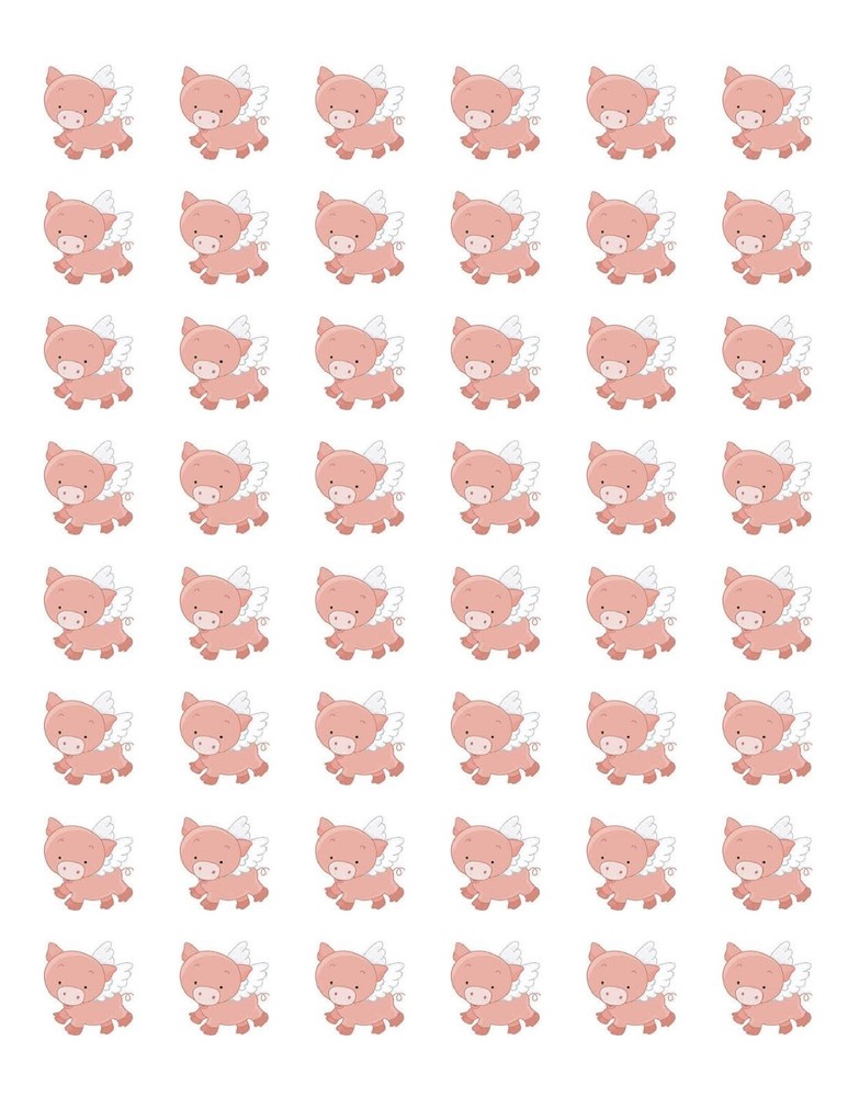48 PIG PIGS FLY ENVELOPE SEALS LABELS STICKERS 1.2″ ROUND