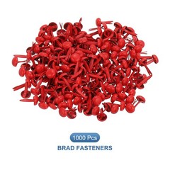1000 PCS Paper Brass Fasteners Split Pins, Red, 4.5 x 8 mm
