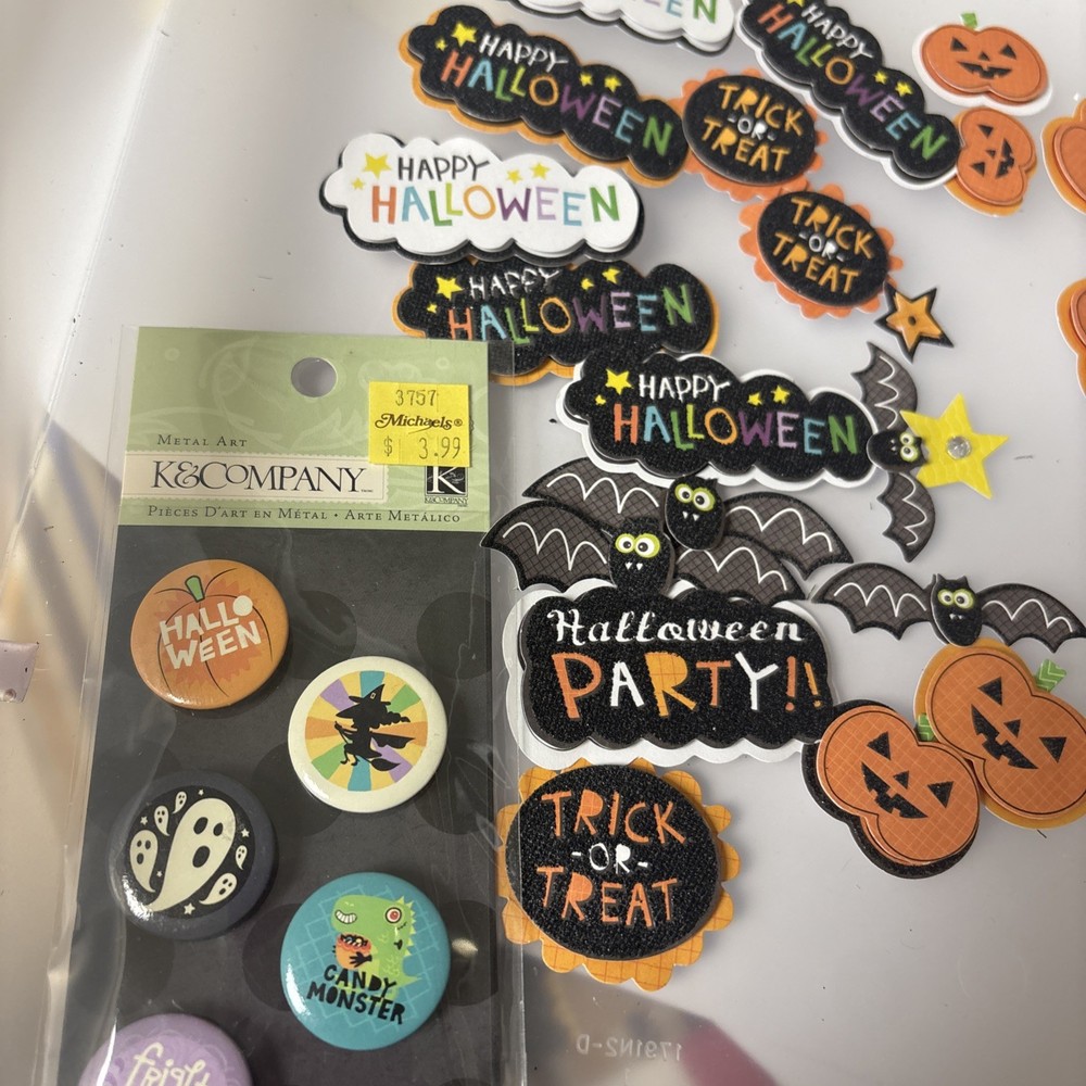 K & Company Halloween Themed Scrapbooking Pins and unknown brand stickers
