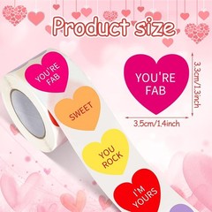 Valentine’s Day Heart Stickers – 500 PCS Self-Adhesive Craft Labels in 8 Styles