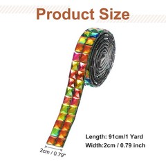 0.79 Inch x 1 Yard Crystal Rhinestone Sticker Ribbon Multicolor