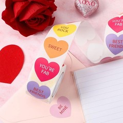 Valentine’s Day Heart Stickers – 500 PCS Self-Adhesive Craft Labels in 8 Styles