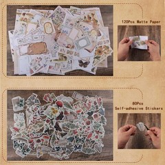 200Pcs Vintage Scrapbook Stickers, Aesthetic Junk Journal Stamping Multicolor