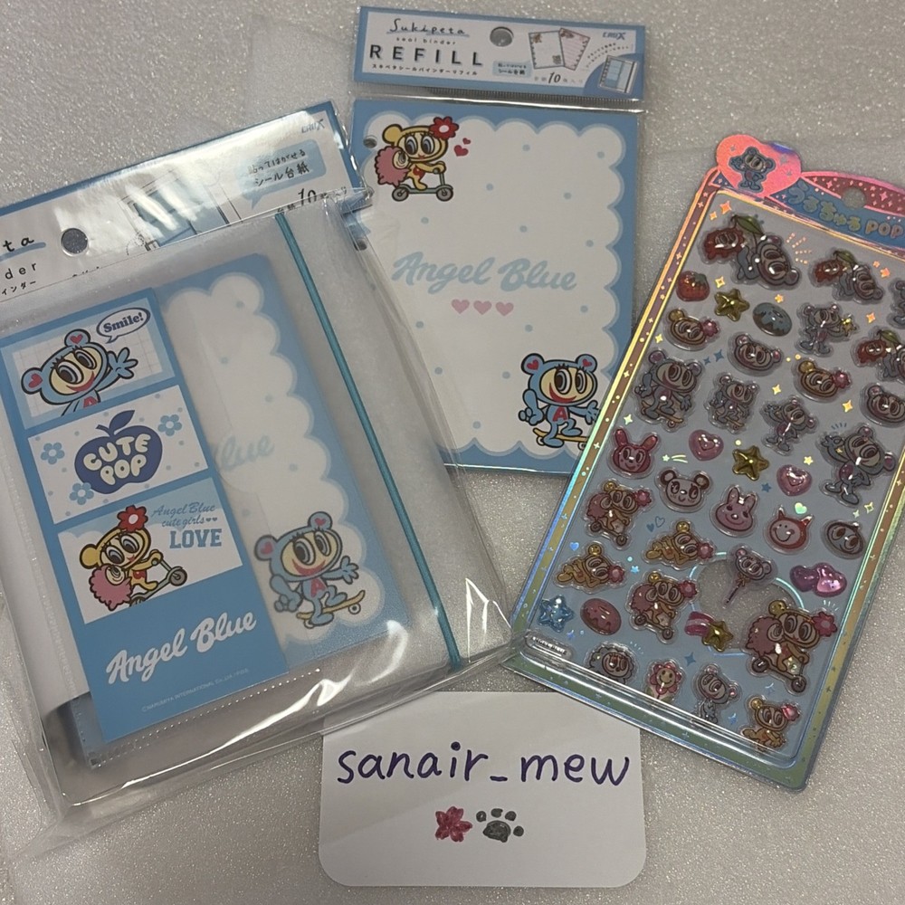 Angel Blue Sukipeta Sticker Binder Set Refill Pop Seal Heisei Retro Kawaii