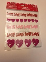 Valentine Pack Of 25 Glitter Heart Love Stickers 0579B18